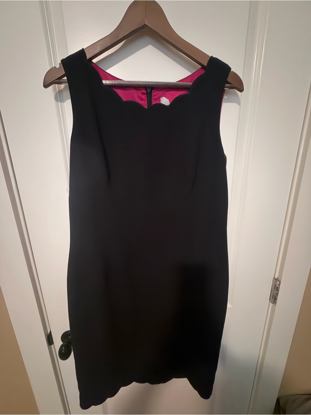 Kasper Black Scalloped Edge Jacket and Dress Set with Pink Lining - Picture 2 of 3